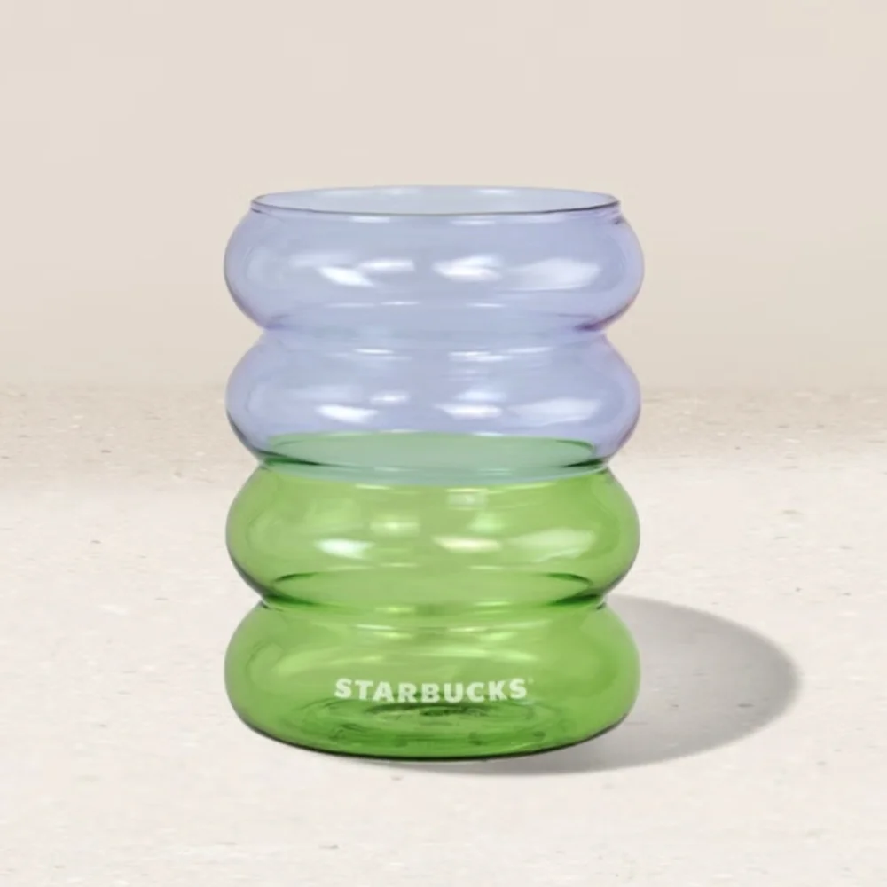 Starbucks Lavender Matcha Bubble Glass Cup BNWT